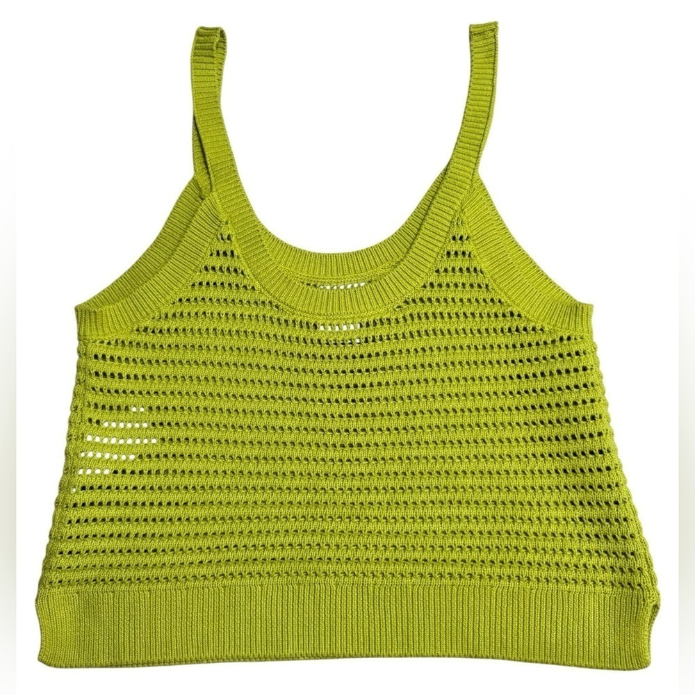 Abercrombie & Fitch Lime Green Crochet Knit Tank Top Size M - Picture 2 of 5